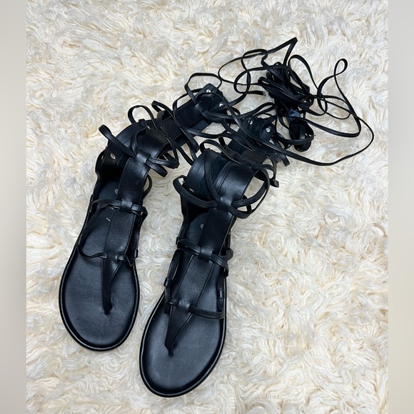 Free People Gladiator Sandals Black Leather Size 6.5 - Picture 13 of 14